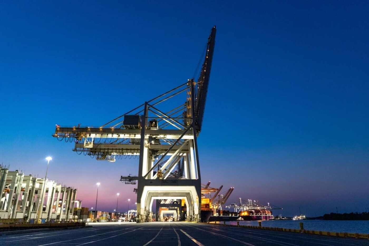 Export containers loading for Ghana at an Indian port